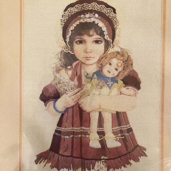 Needle Treasures Crewel Stitchery Kit-NEW "Lydia and the Shirley Temple Doll" - Picture 3 of 4